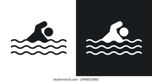 Swimming icon in solid style