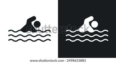 Swimming icon in solid style