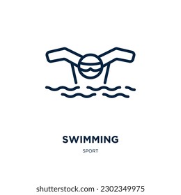 swimming icon from sport collection. Thin linear swimming, sport, swim outline icon isolated on white background. Line vector swimming sign, symbol for web and mobile