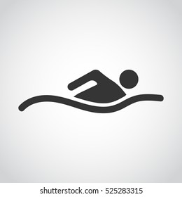 Swimming Icon. Swim vector symbol. Swimmer illustration isolated. Man and sea waves. Swim, icon, activity, athlete, athletic, background, beach, design, figure, holiday, human