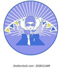 swimming icon - a swimmer dives 