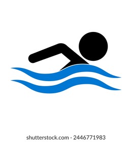 Icono de natación. Icono de nadador. Vector.