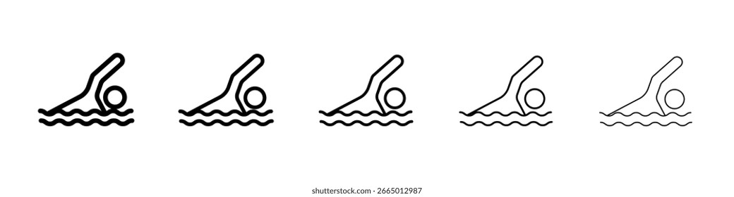 Ícone de natação Conceito de símbolo para web design.ícone de vetor de linha simples. ilustração de logotipo.