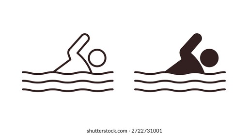 Swimming icon symbol. Vector EPS 10. line and glyph icon