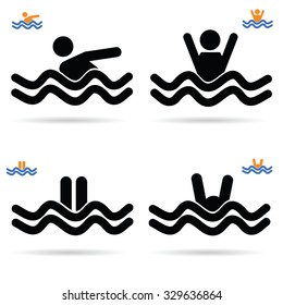 swimming icon vector in colorful