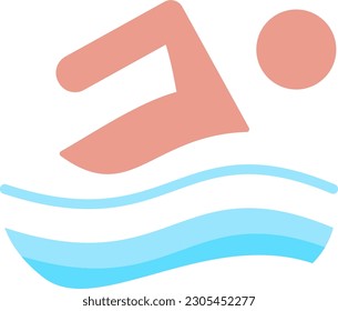 Swimming icon, icon vector design in flat color style