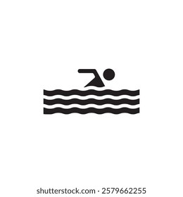 Swimming icon Vector flat thin line illustration