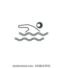 Icono de natación, ilustración vectorial de natación