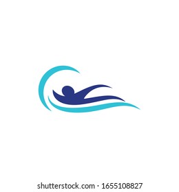 Icono de natación Modelo de diseño de vectores Ilustración Logo