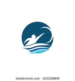 Icono de natación Modelo de diseño de vectores Ilustración Logo