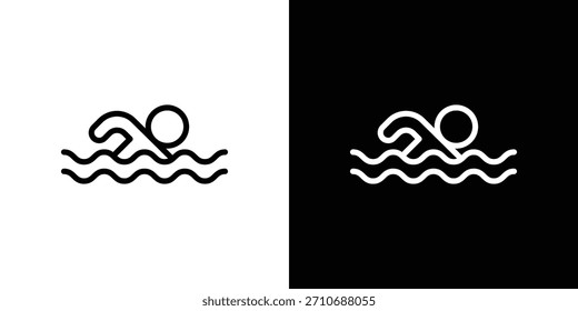 Icono de natación. Icono lineal de Vector aislado en blanco y negro