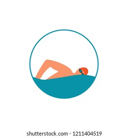 swimming icon, vector swimming pool on white background, water swim sport. Vector illustration.