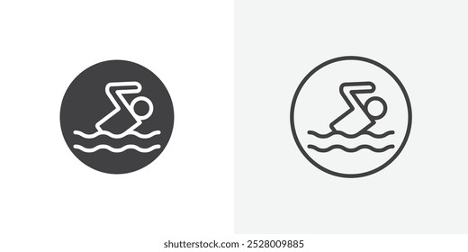 Swimming icon vector icon set in black and white color.