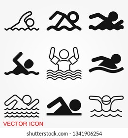 Swimming icon vector sign symbol for design