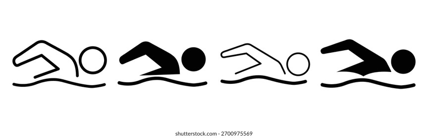 Diseño de Plantilla de Vector de ícono de natación.