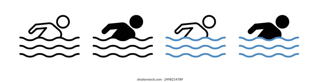 swimming iconicon vector collection in outlined and solid style