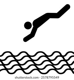 Swimming icon.jumping or diving into the water icon.Flat style vector illustration editable isolated design.