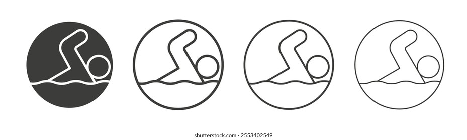 Swimming icons collection. vector set in black color