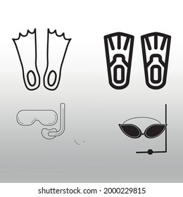 Swimming icons. set of 16 editable filled swimming icons such asflippers, swim suit Icons line,isolated sign symbol vector illustration,right icons in filled,outline,gradient white  black background