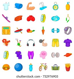 Swimming icons set. Cartoon style of 36 swimming vector icons for web isolated on white background