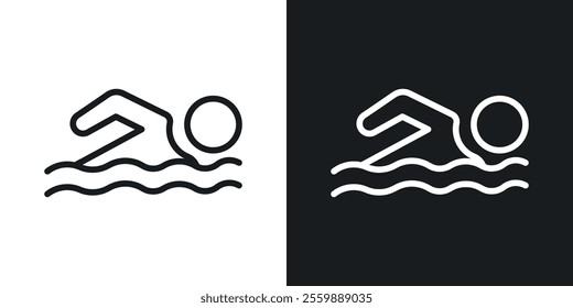 Swimming icons. vector set in black colors