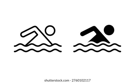 Swimming icons vector set. Swimming icon in solid and line style. Swim symbol vector illustration