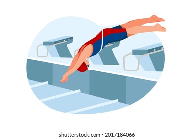 Swimming Illustration concept. Flat illustration isolated on white background.