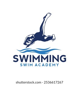 Swimming Illustration Logo Design Inspiration Vector