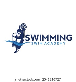 Swimming Illustration Logo Design Vector