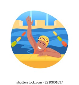 Swimming isolated cartoon vector illustration. Beautiful teenage girl in goggles resting at border of swimming pool, active lifestyle, indoor sport, physical activity vector cartoon.