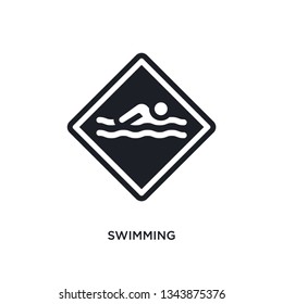 swimming isolated icon. simple element illustration from traffic signs concept icons. swimming editable logo sign symbol design on white background. can be use for web and mobile