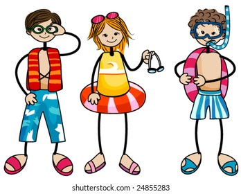 Swimming Kids - Vector