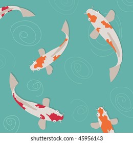 swimming koi carp in swirly water background