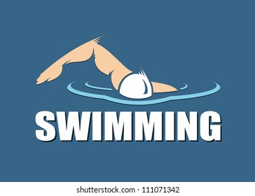 Swimming label - vector illustration