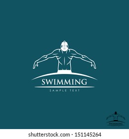 Swimming label - vector illustration