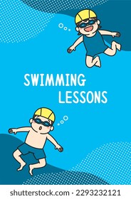 Swimming Lessons Flyer Template with  Children