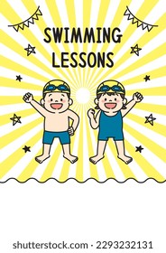 Swimming Lessons Flyer Template with Children