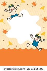 Swimming Lessons Flyer Template with Children in Autumn