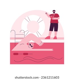 Schwimmen und leben Klassen abstrakte Konzept Vektorgrafik. Unterrichtsstunden, Rettungsschwimmer-Zertifizierung, Schwimmunterricht, Wassersicherheitstraining, Poollehrer abstrakte Metapher.