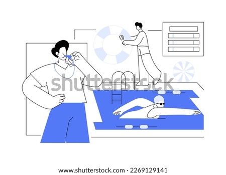 Swimming and lifesaving classes abstract concept vector illustration. Lifesaving classes, lifeguard certification, swimming instruction, water safety training, pool instructor abstract metaphor.