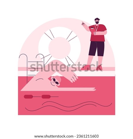 Swimming and lifesaving classes abstract concept vector illustration. Lifesaving classes, lifeguard certification, swimming instruction, water safety training, pool instructor abstract metaphor.