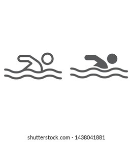 Swimming line and glyph icon, sport and water, swimmer sign, vector graphics, a linear pattern on a white background, eps 10.