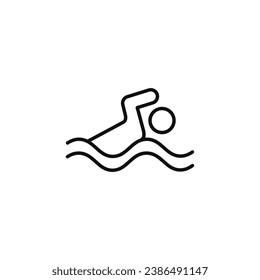 Swimming line icon isolated on white background