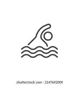 Swimming line icon. linear style sign for mobile concept and web design. Swimmer waves outline vector icon. Symbol, logo illustration. Vector graphics