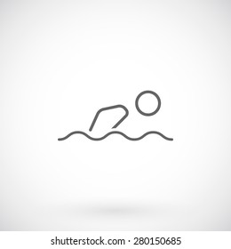 Swimming line icon. Pool swim symbol.