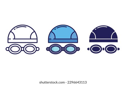 Swimming line and solid illustration icon