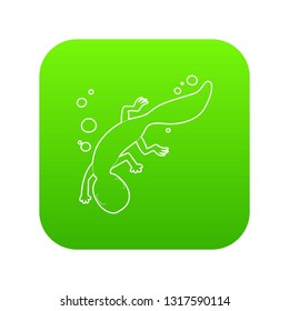 Swimming lizard icon green vector isolated on white background