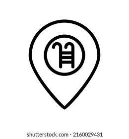 swimming location icon vector. swimming pool, map, Swimming, sport. line icon style. Simple design illustration editable