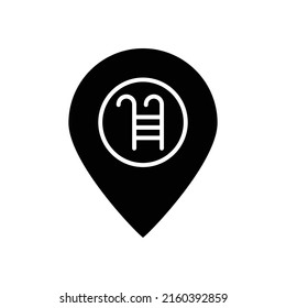 swimming location icon vector. swimming pool, map, Swimming, sport. Solid icon style, glyph. Simple design illustration editable