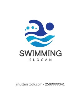 Swimming logo abstract people swim logo template